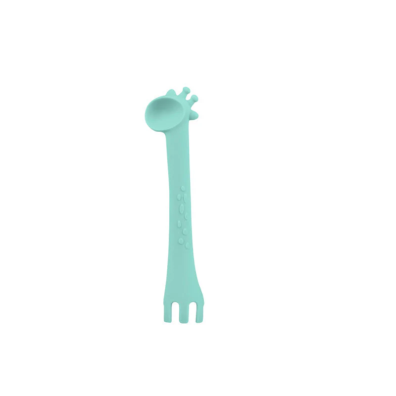 Kikka Boo Silicone Spoon With Fork Giraffe Blue - Image 2