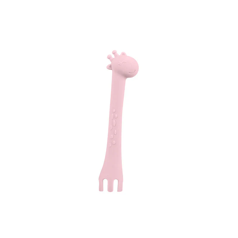 Kikka Boo Silicone Spoon With Fork Giraffe Pink - Image 2