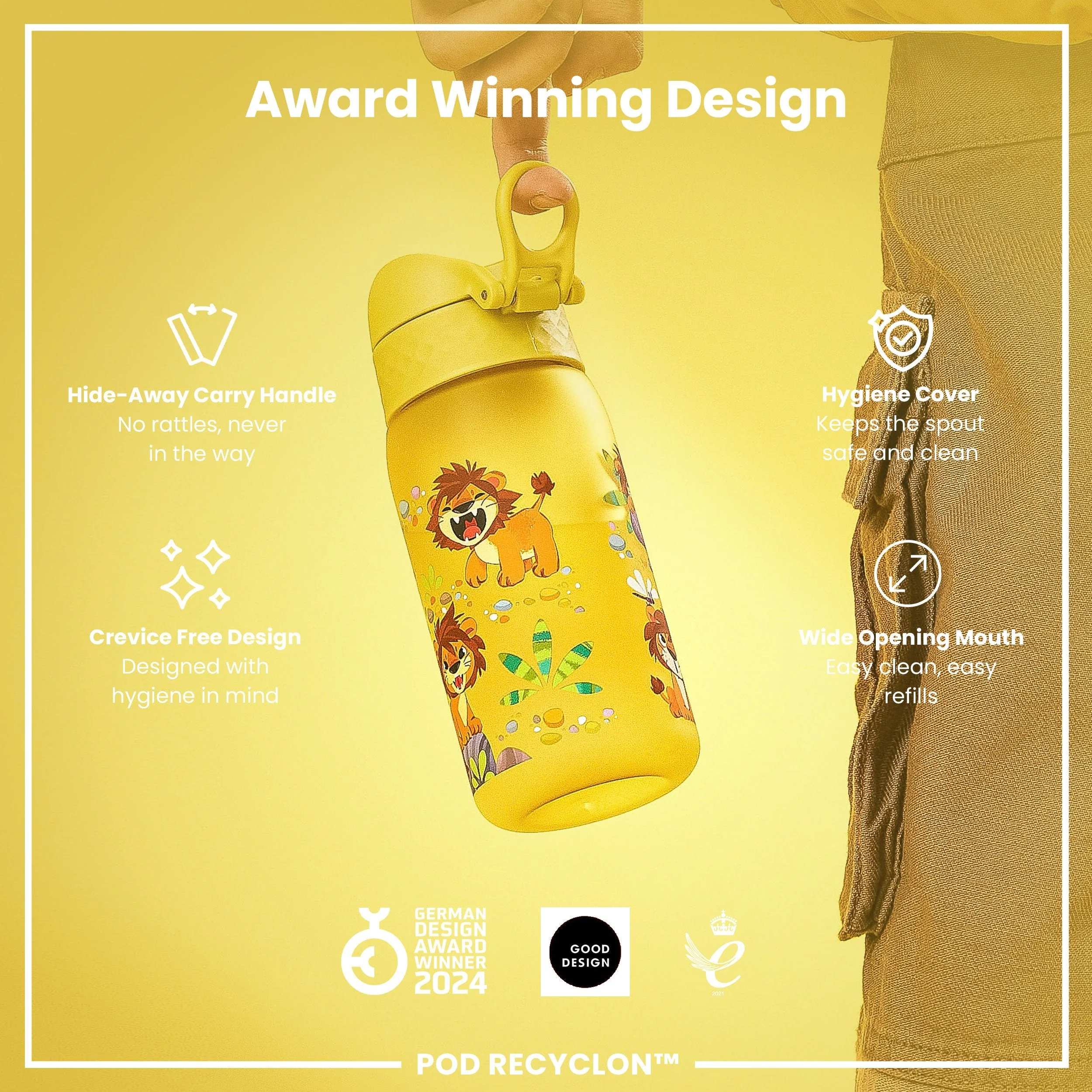 Leak Proof Kids Water Bottle, Recyclon, Baby Lions, 350ml (12oz) - Image 6