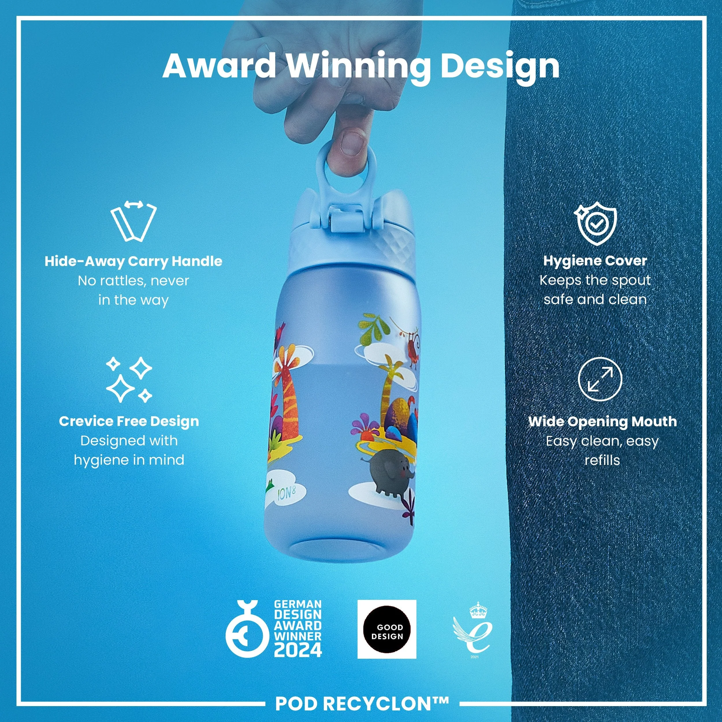 Leak Proof Kids Water Bottle, Recyclon, Safari, 350ml (12oz) - Image 6