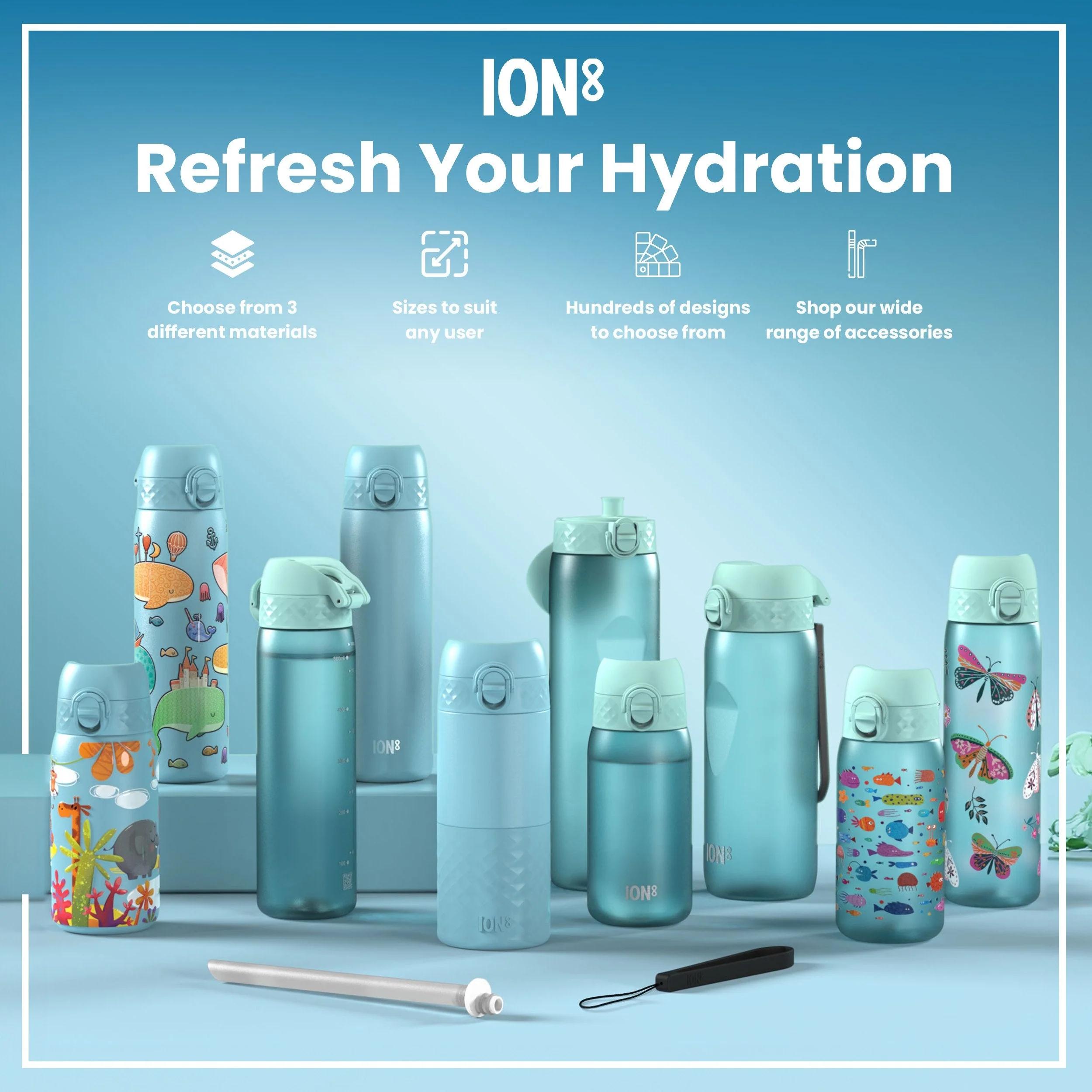 Leak Proof Kids Water Bottle, Recyclon, Sharks, 350ml (12oz) - Image 7