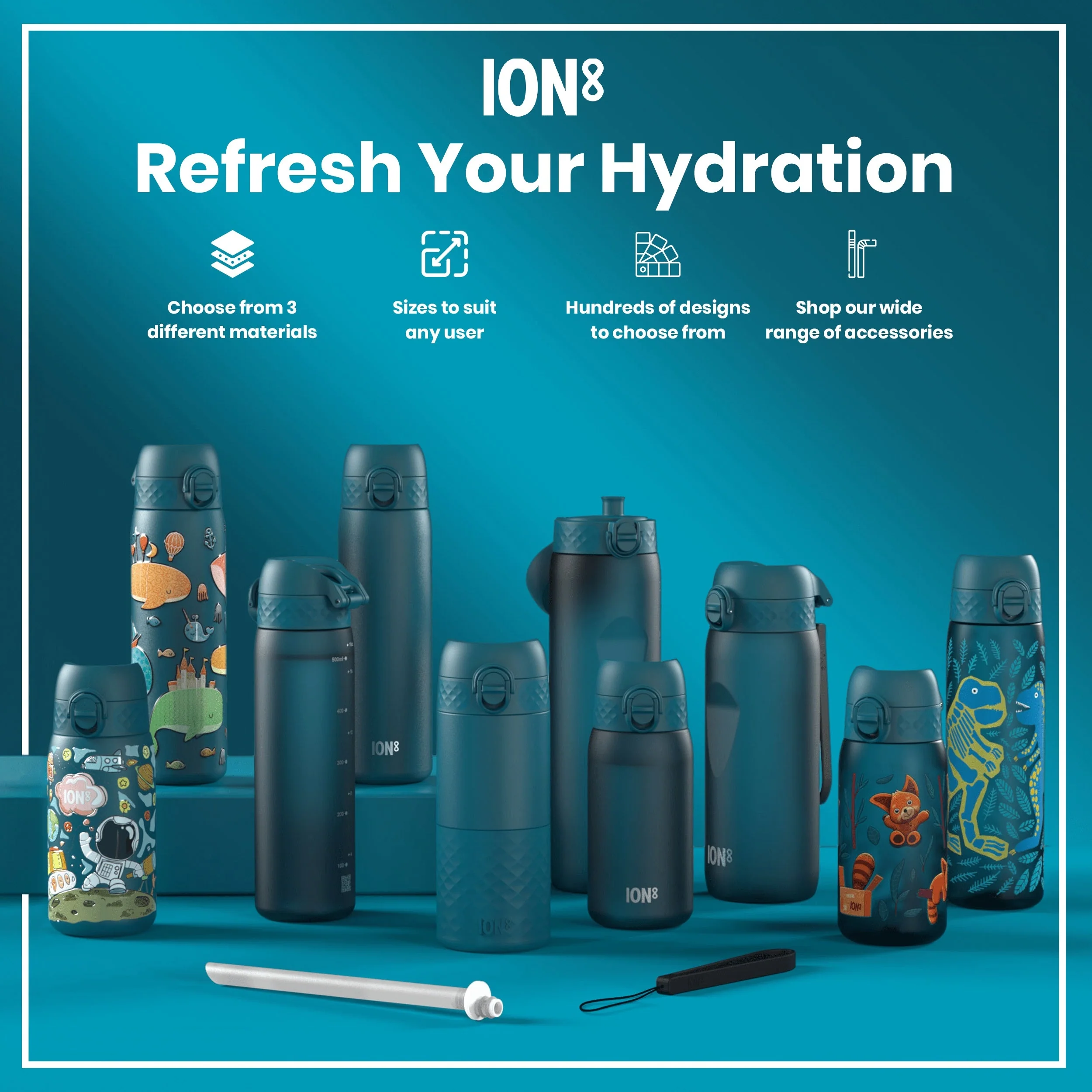 Leak Proof Kids Water Bottle, Recyclon, Space, 350ml (12oz) - Image 7