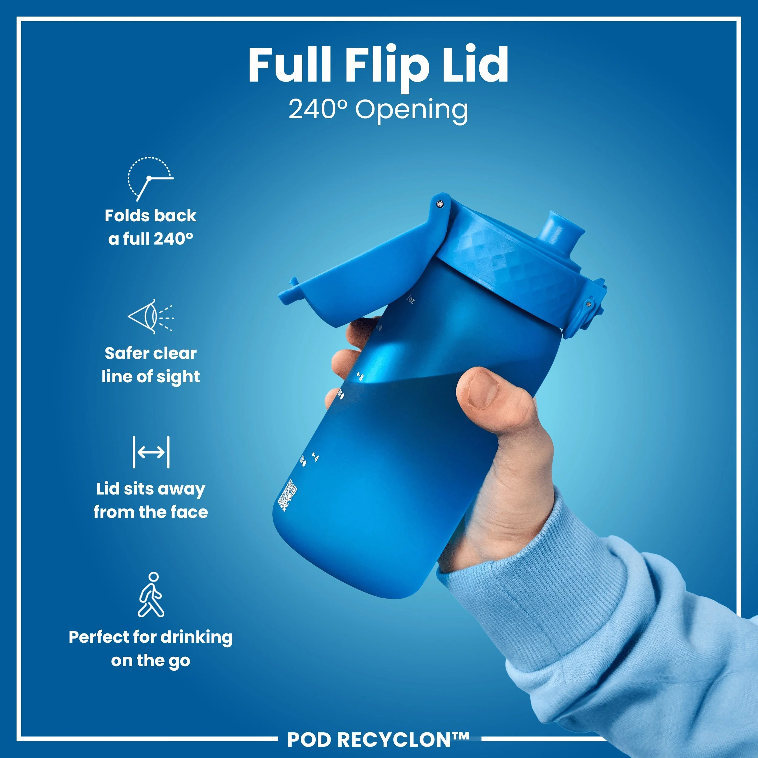 Leak Proof Small Water Bottle With Straw, Recyclon, Blue, 350ml (12oz) - Image 4