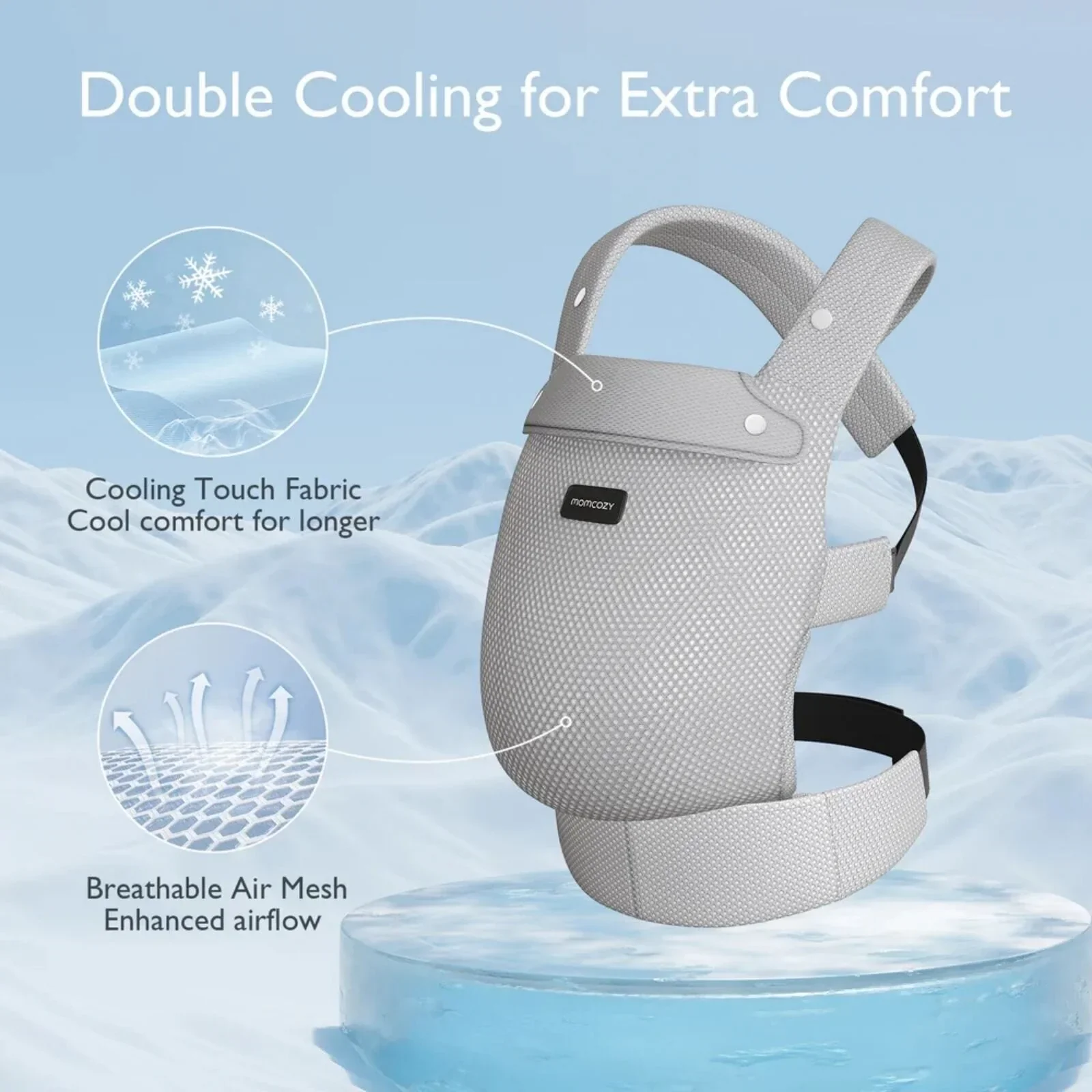 Momcozy Baby Carrier Newborn to Toddler Air Mesh - Grey - Image 3