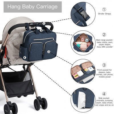 Navy Functional Baby Changing Shoulder Bag - Image 9