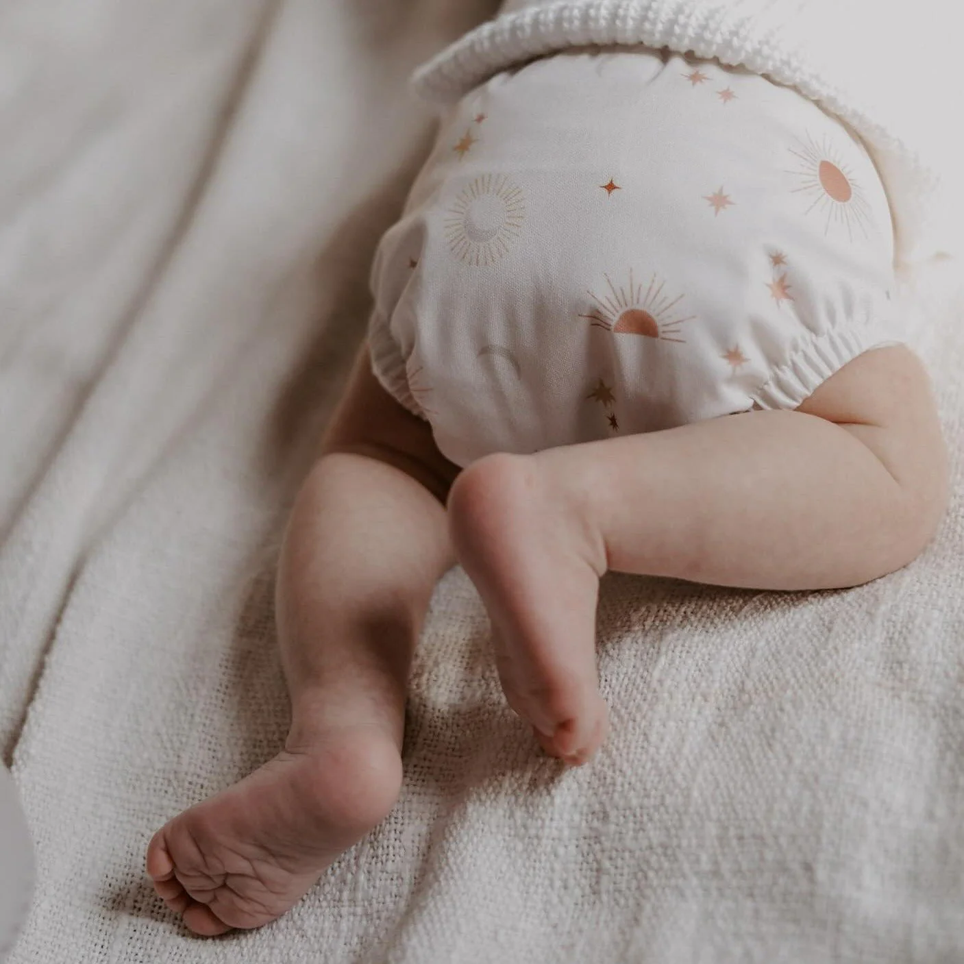 Newborn Reusable Cloth Nappy - Gingham Taupe - Image 2