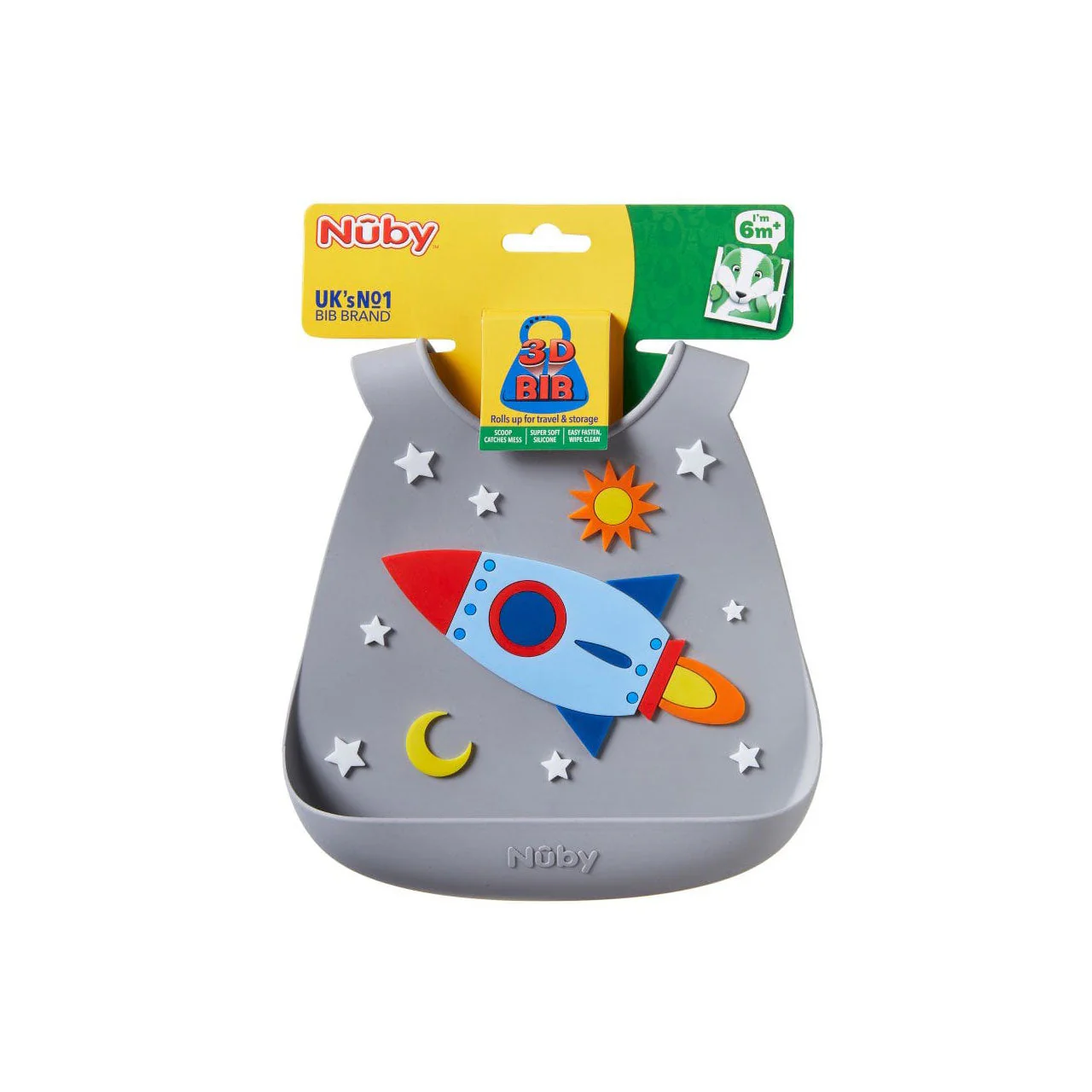 Nuby 3D Silicone Bib - Assorted Designs (PACK OF 1 - SINGLE BIB) - Image 4