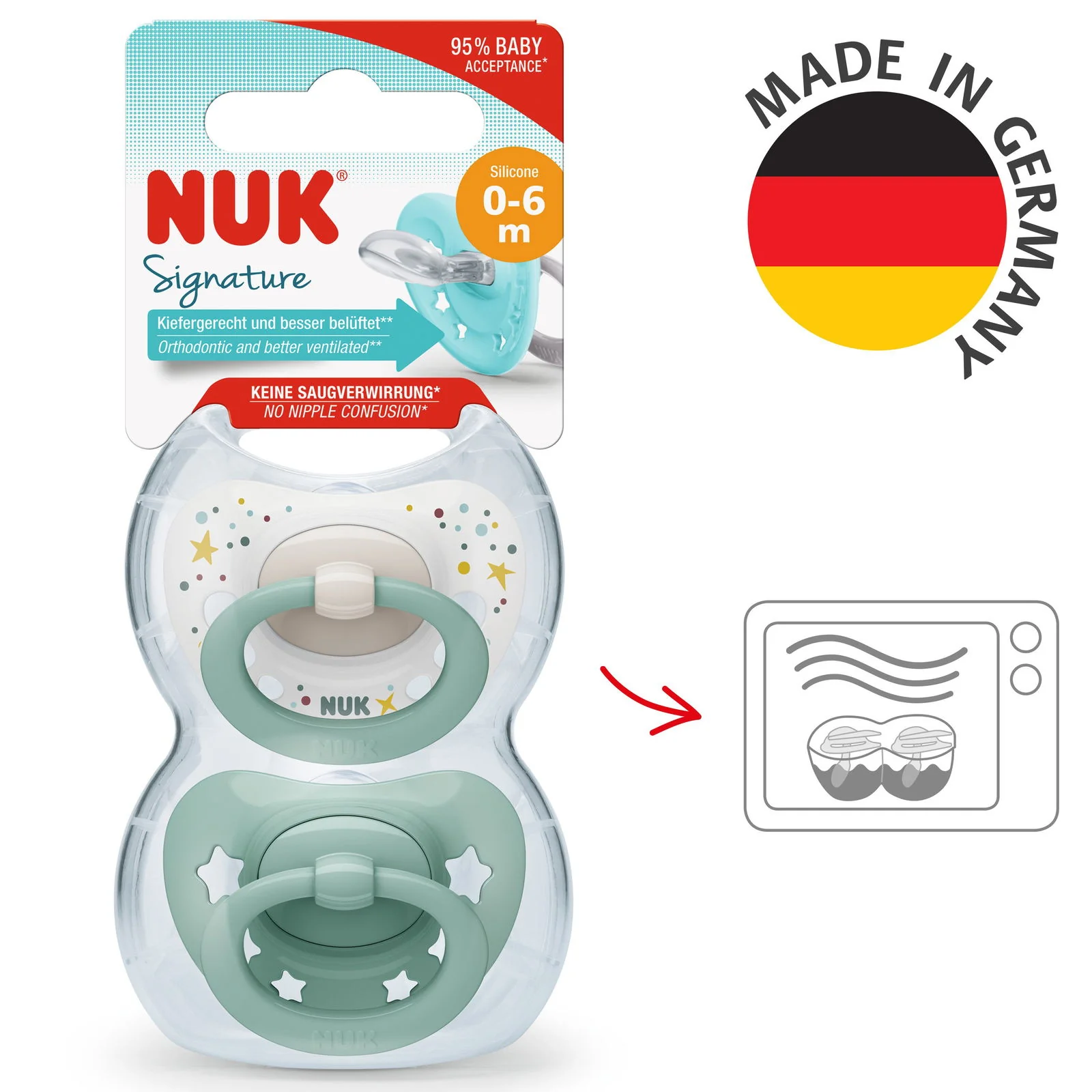 NUK Signature Silicone Soother Size 1 - Boy (Pack of 2) - Image 2