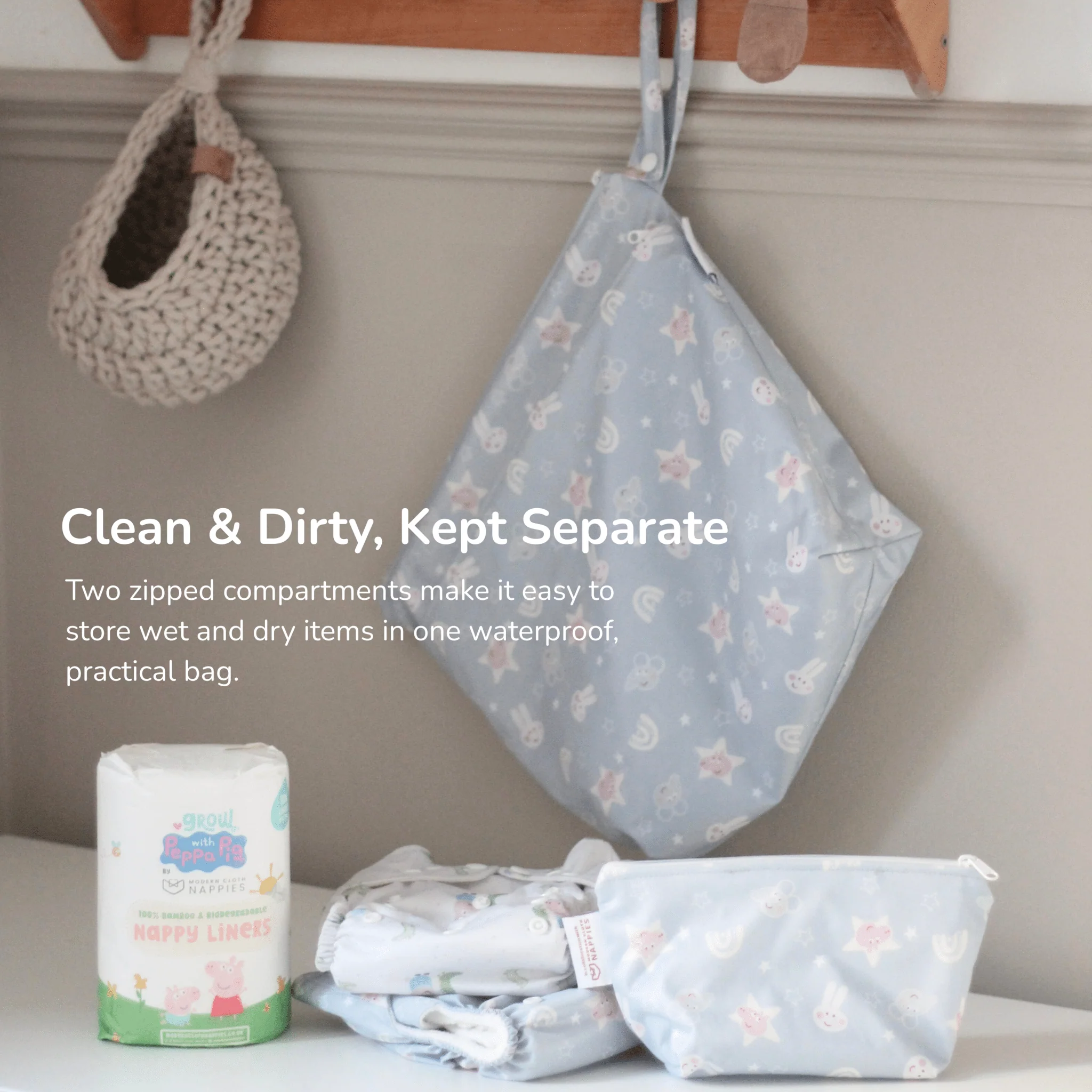 Peppa Pig Grab & Go Nappy Wet Bag - Peppa Floral - Image 4