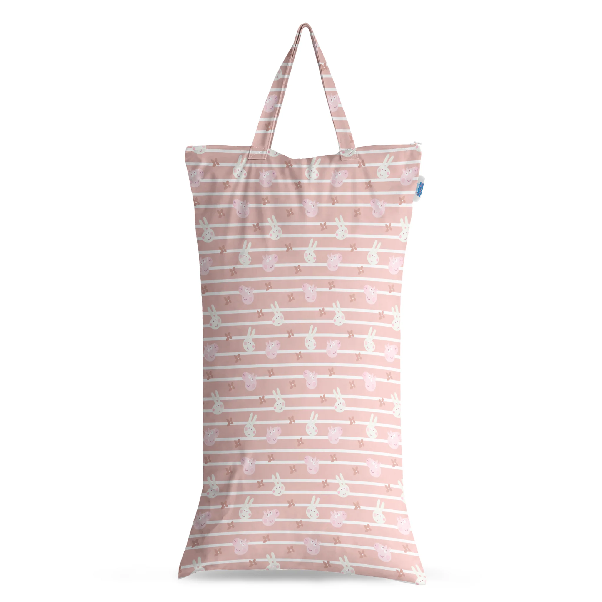 Peppa Pig XL Wet Bag Reusable Cloth Nappy Pail - Blush Stripe