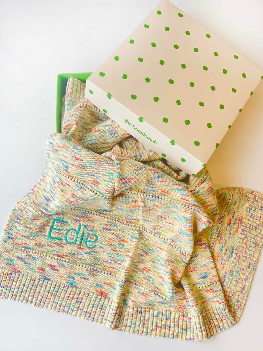 Personalised Knitted Baby Blanket, Space Dye - Merry - Image 3
