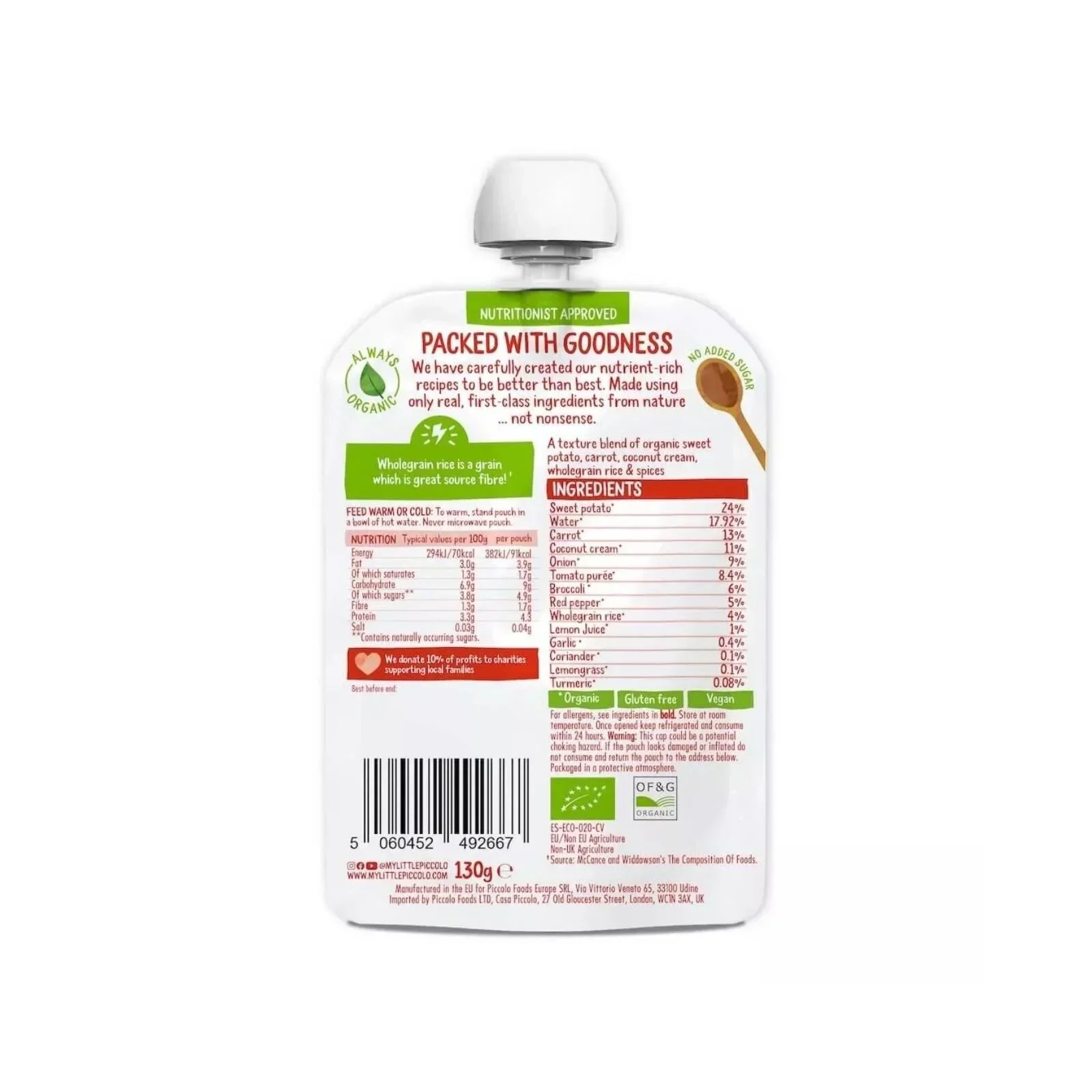 Piccolo Organic Coconut Red Thai Vegetable Curry 7+ months 130g - Image 3