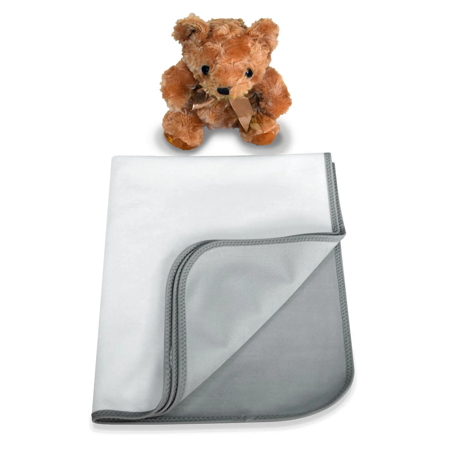 Plush Tummy Time Mat in White & Grey for Newborn Baby - Image 3