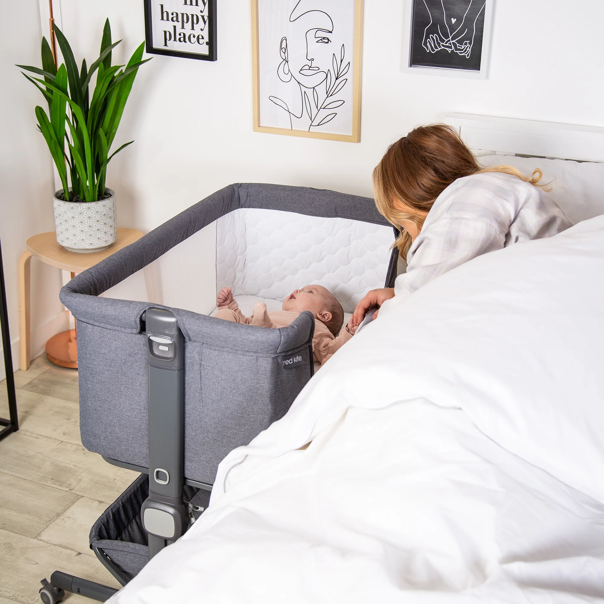 Red Kite Quiet Time Cosysleep Bedside Crib (Grey) - Image 6