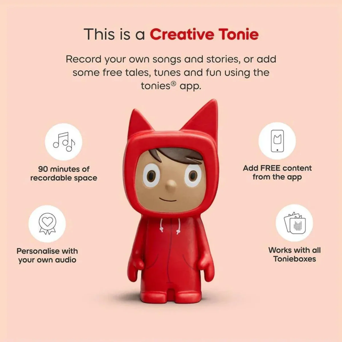 Tonies Toniebox 2 Starter Set with Creative Tonie Rubie - Sunset Red - Image 5
