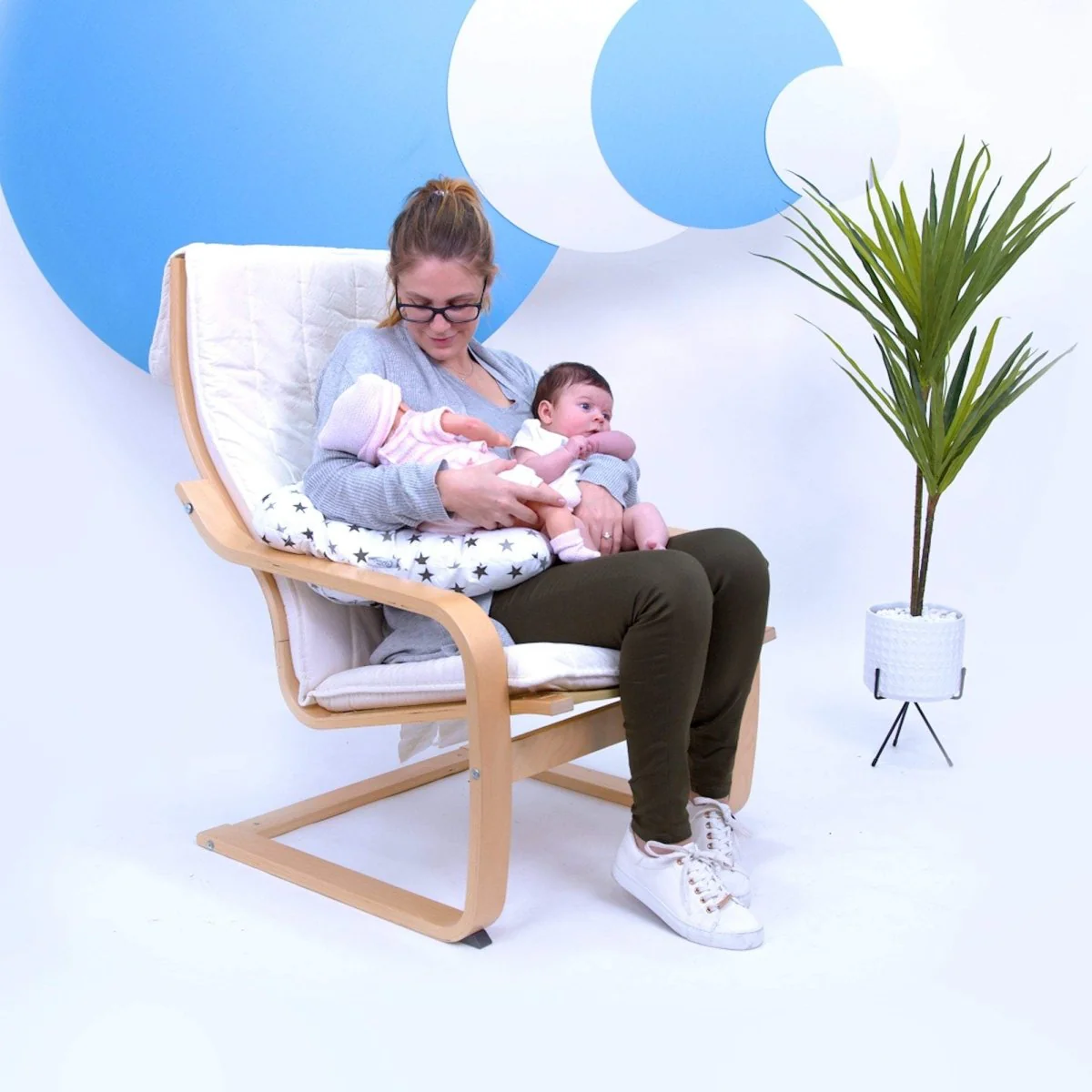 Twin Pregnancy Nursing Pillow - Silver Stars - Image 4