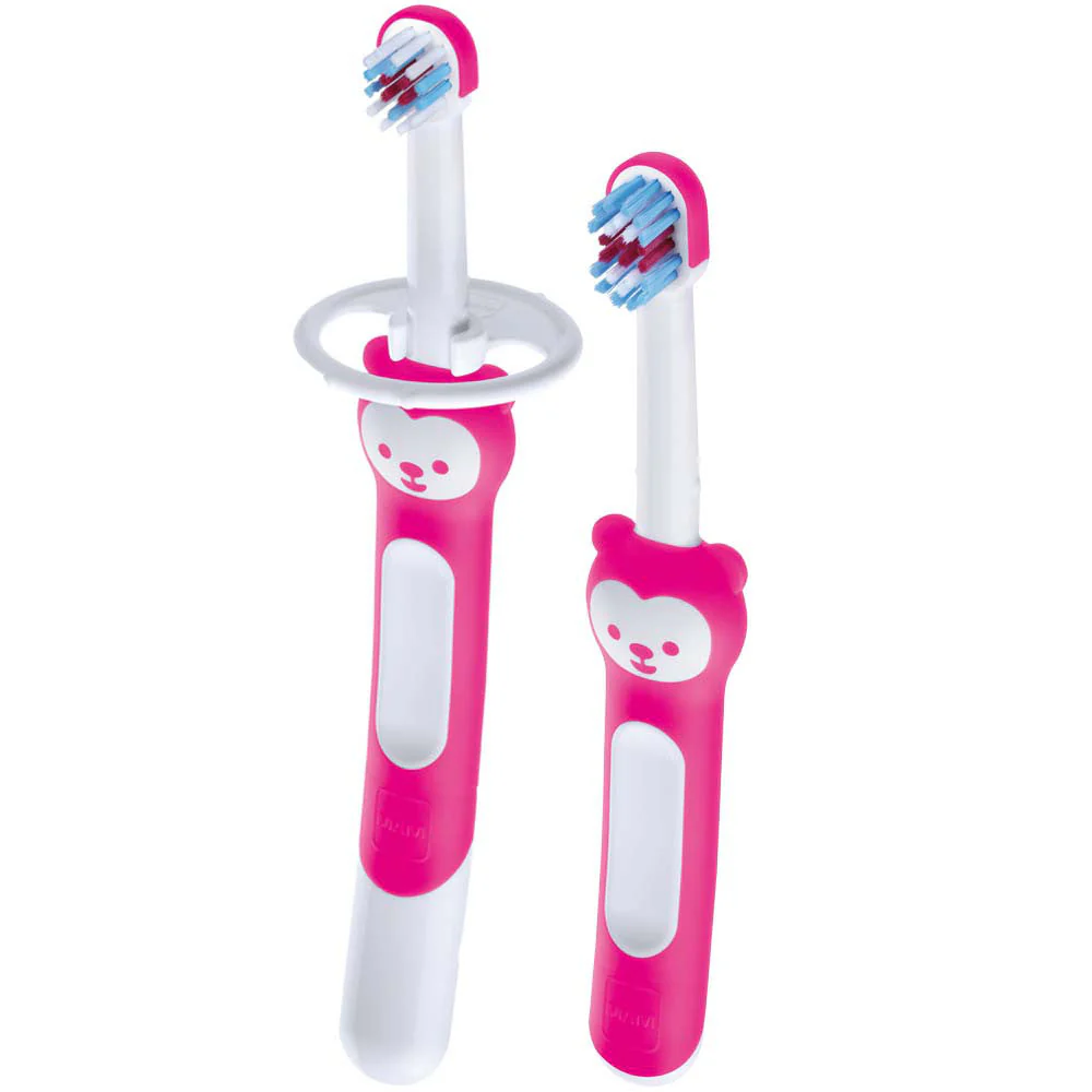 MAM Oral Care Learn To Brush Set With Safety Shield (Abailable in Pink/Blue)