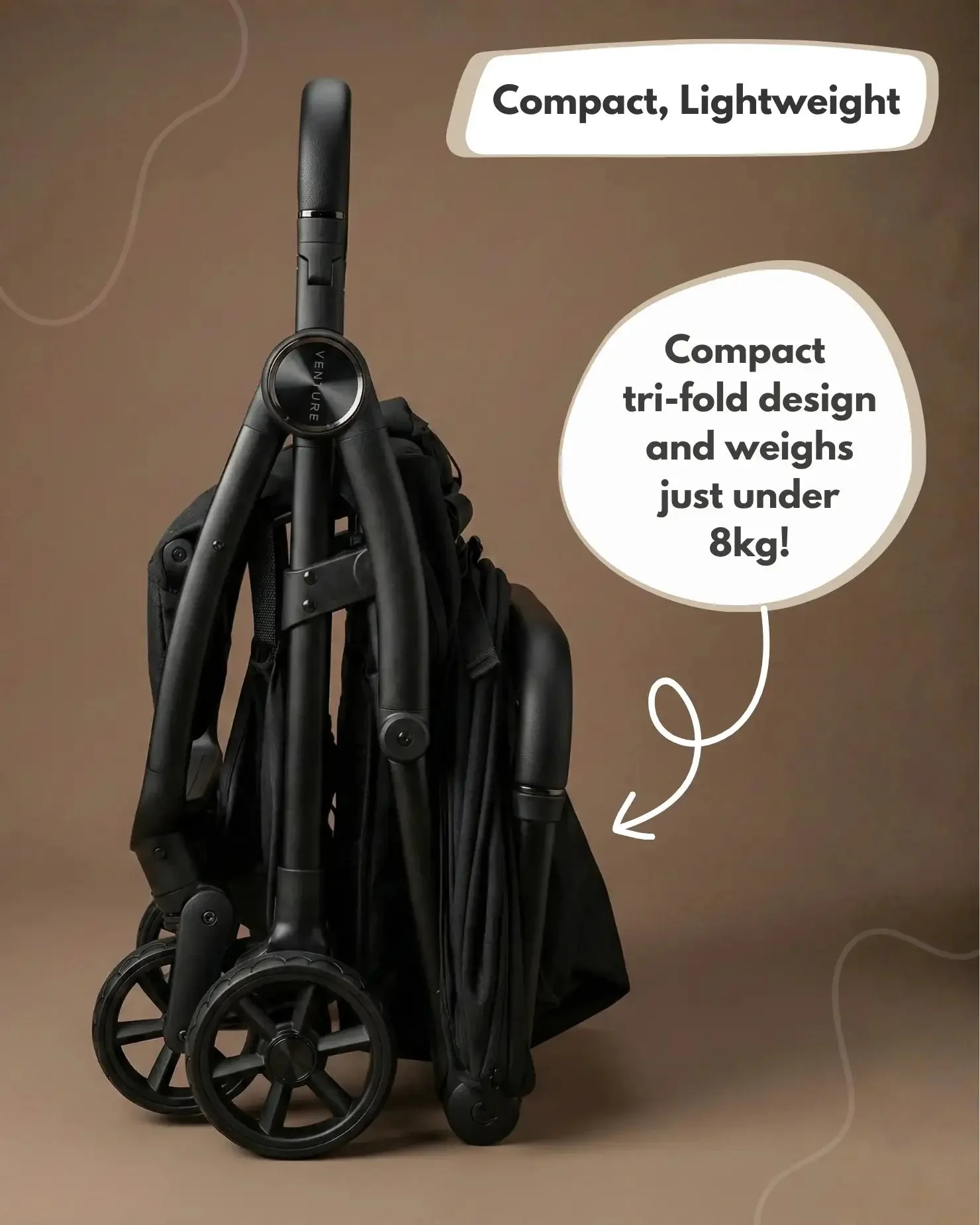 Venture Avio Compact Travel Baby Stroller - Black - Image 7