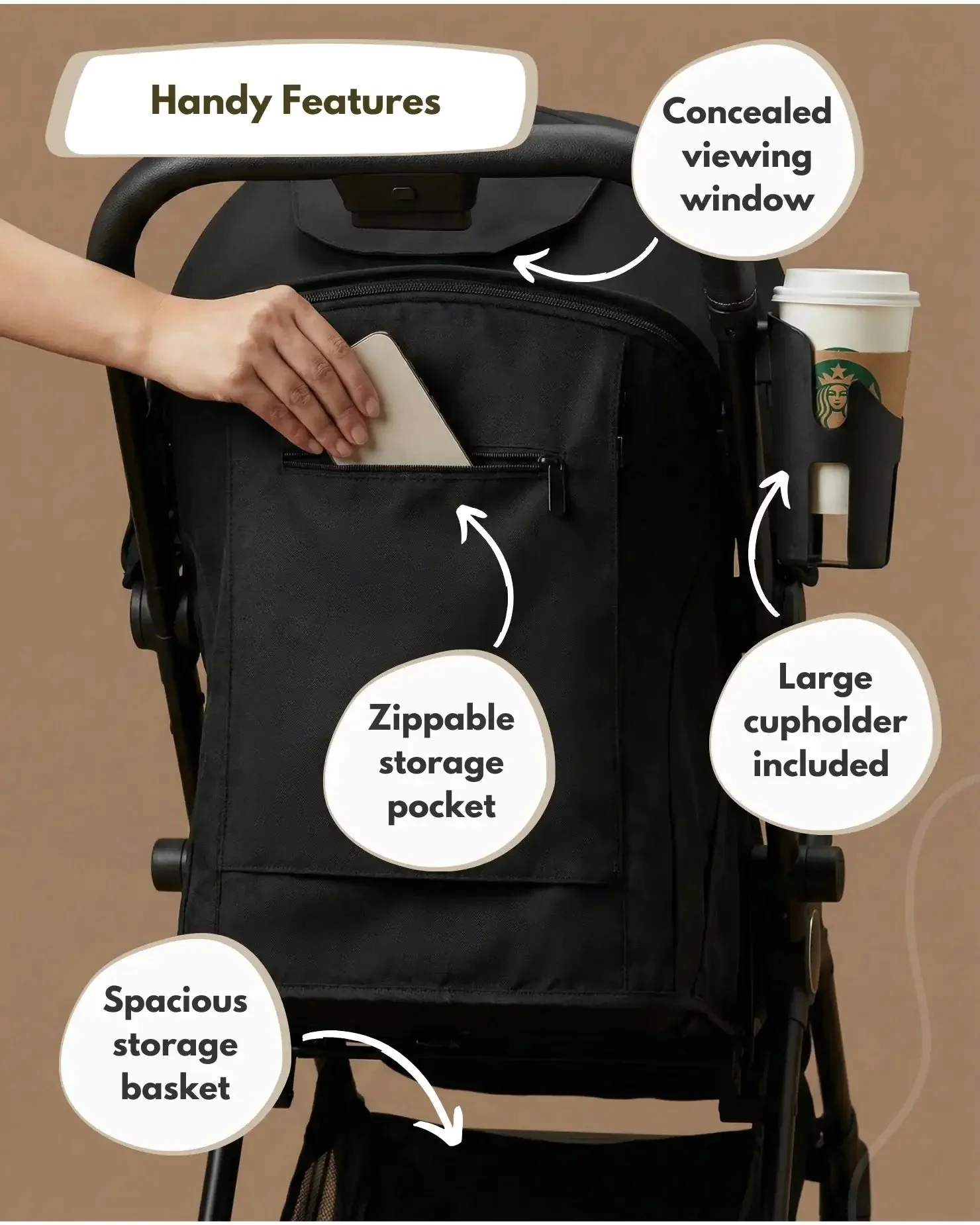 Venture Avio Compact Travel Baby Stroller - Black - Image 9