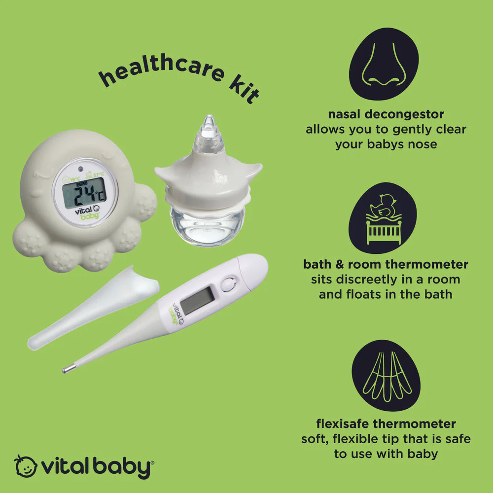 Vital Baby Healthcare Kit with Decongester, Room, Bath & Baby Thermometer - Image 3