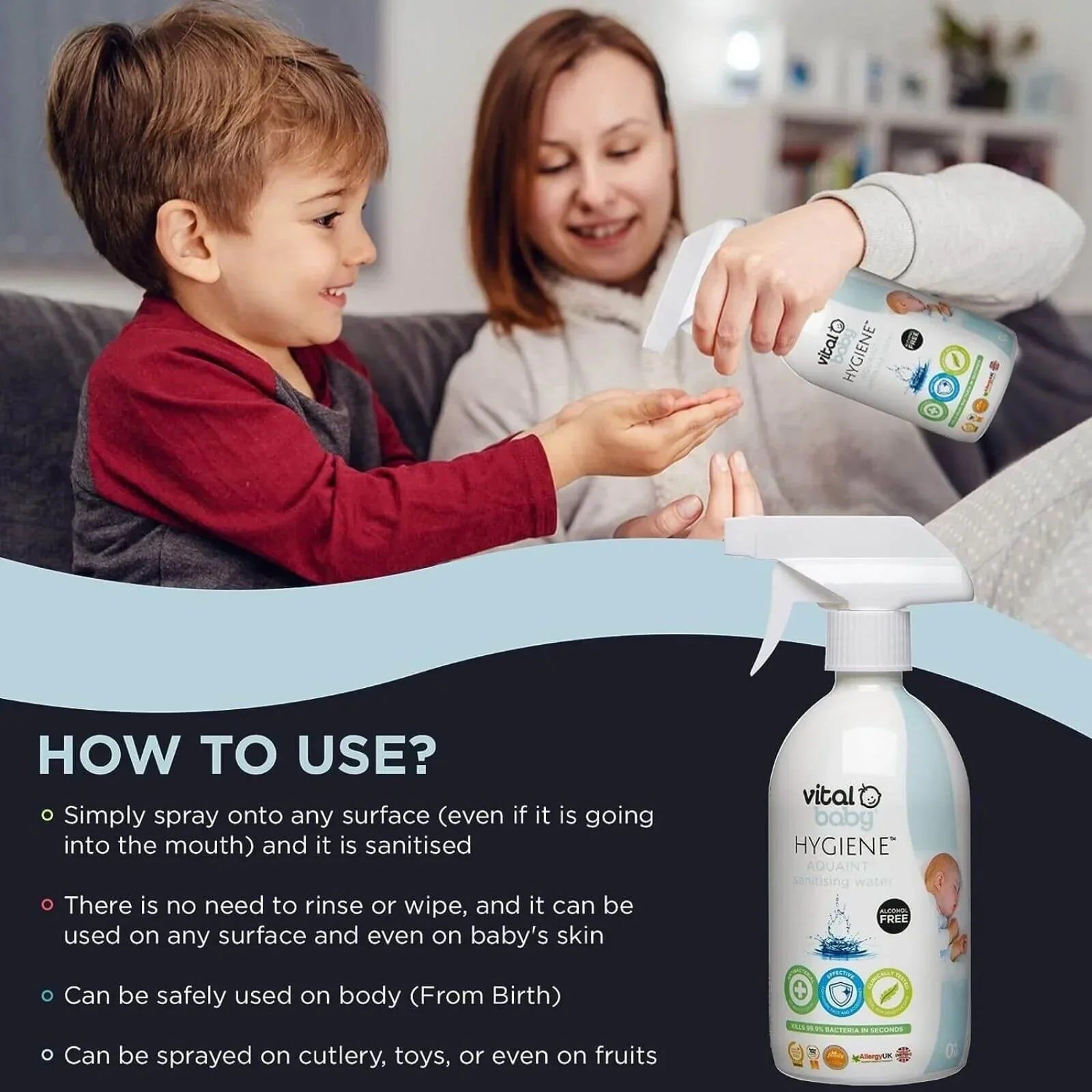 Vital Baby Hygiene Aquaint Cleansing Water 500ml - Image 3