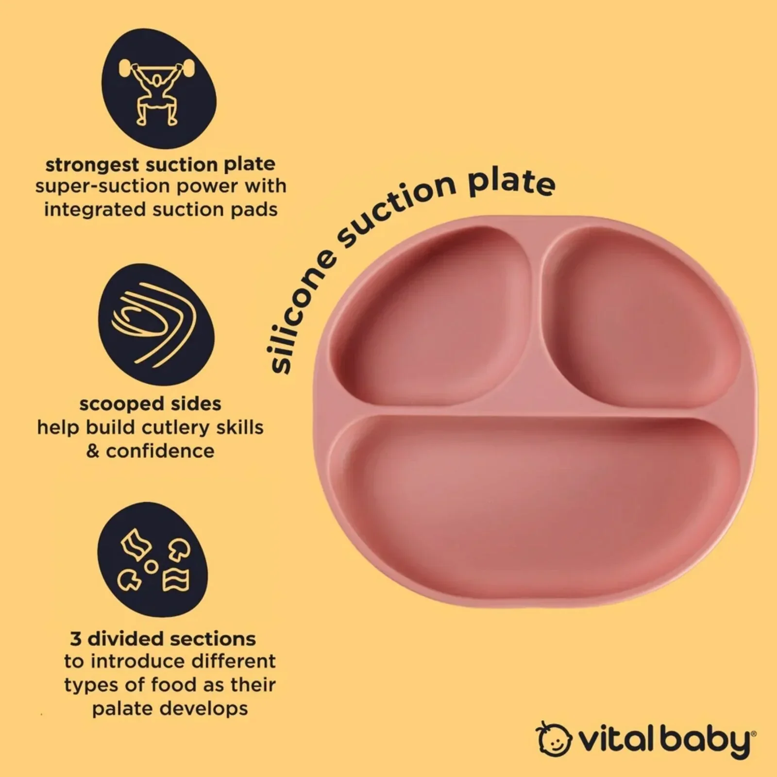 Vital Baby Nourish Silicone Suction Plate - Moody Blue - Image 3
