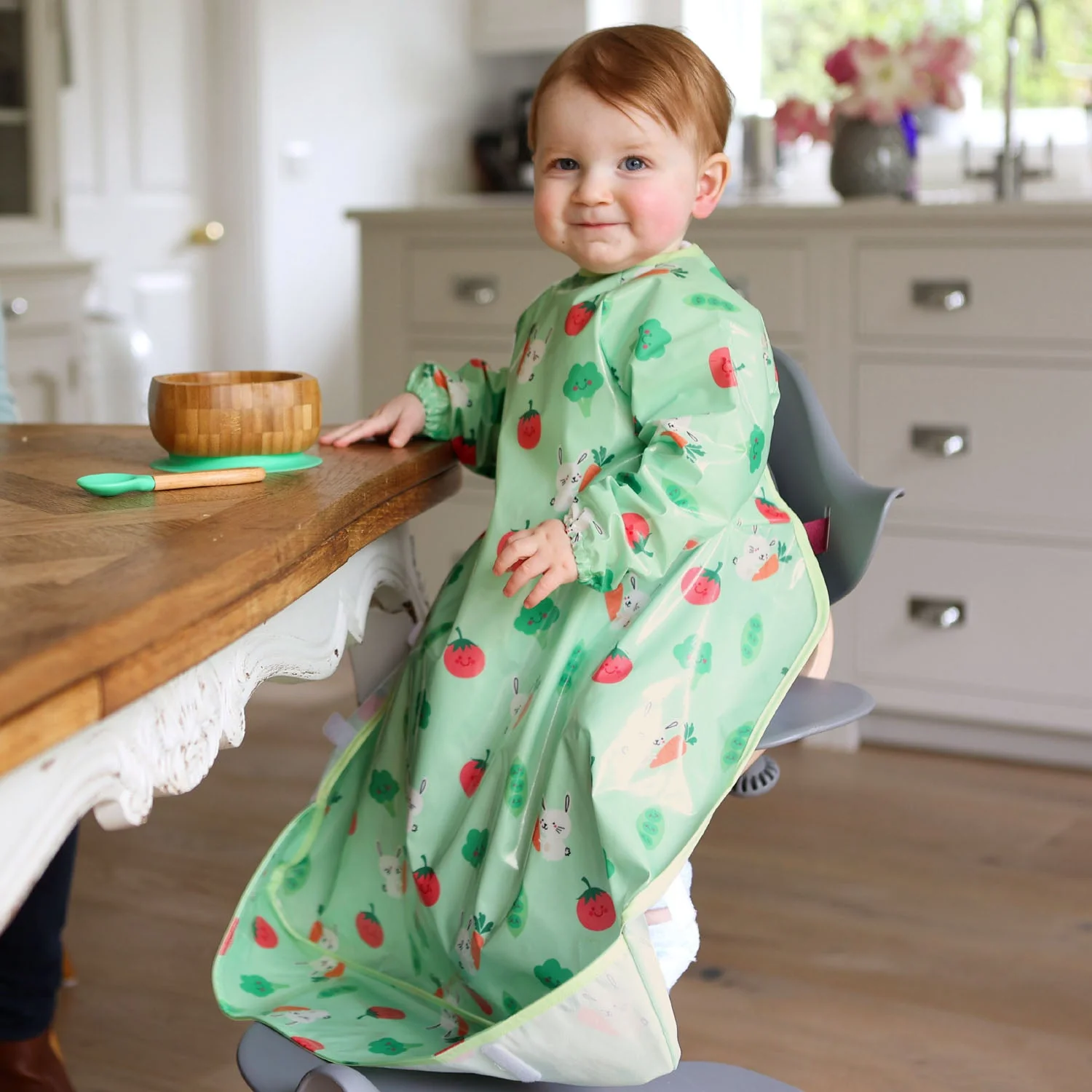 Wipeezee Coverall Bib - Green Bunny & Veg - Image 19