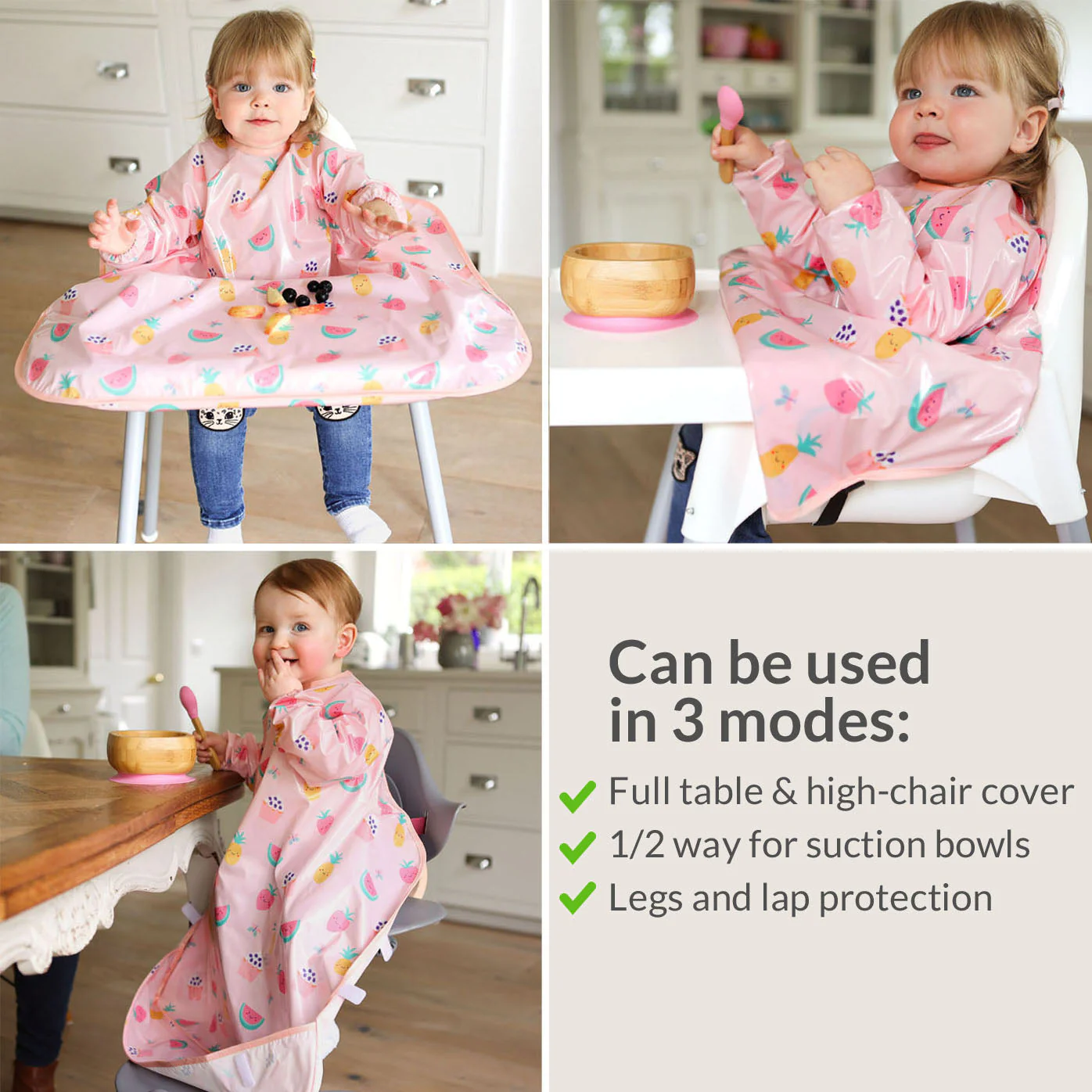 Wipeezee Coverall Bib - Pink Yummy Treats - Image 3