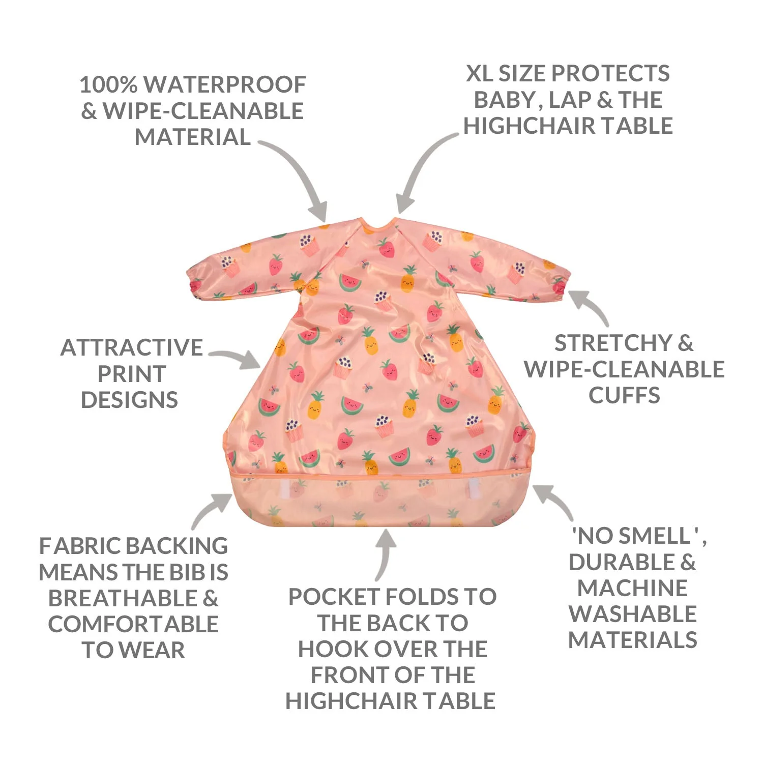 Wipeezee Coverall Bib - Pink Yummy Treats - Image 7