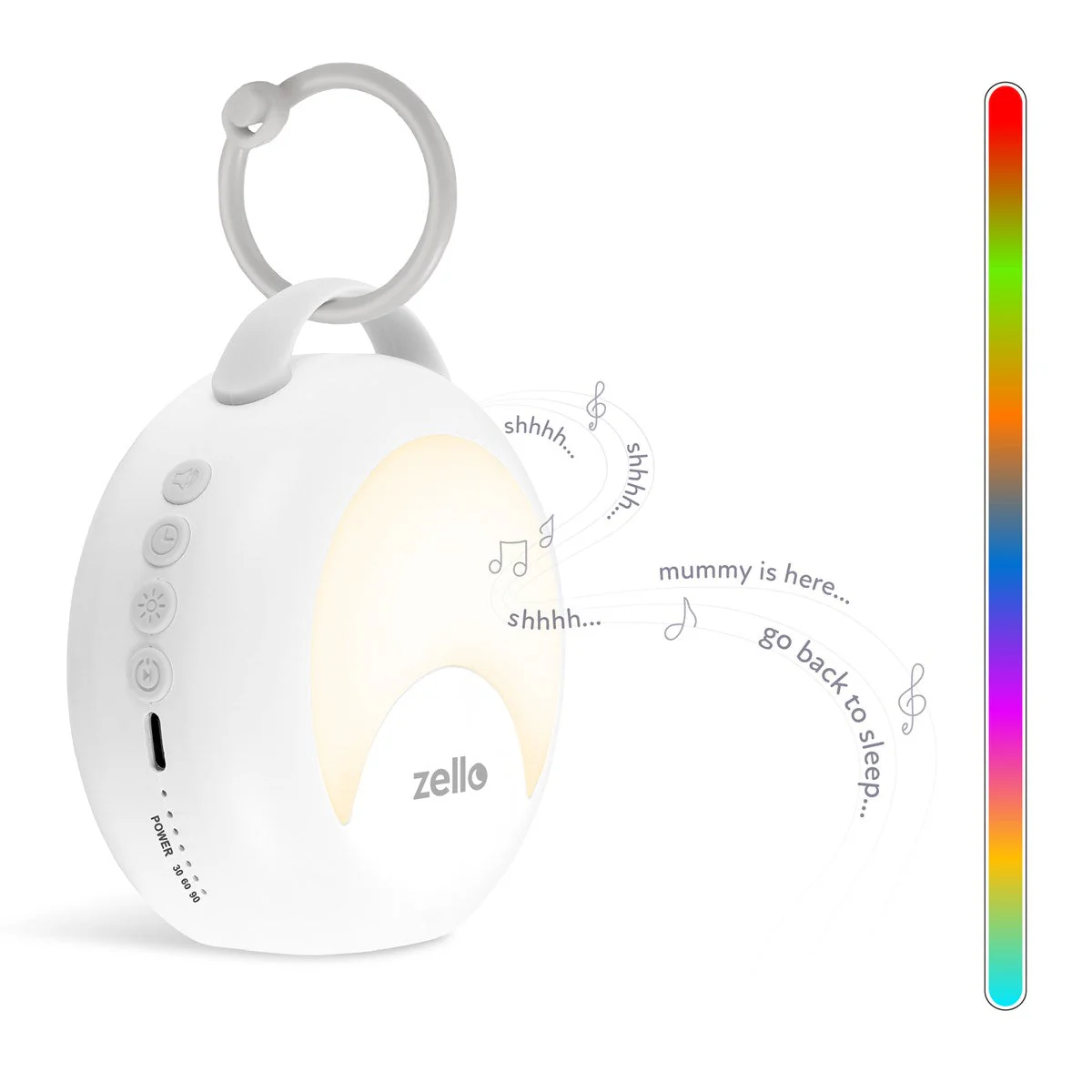 Zello Portable White Noise Machine 30 Soothing Sounds 7 Colour Moon Nightlight Sleep Timer 20hr Battery Voice Record Memory Function Sleep Timer Sound Machine Travel Pram Pushchair Cot Nursery - Image 10